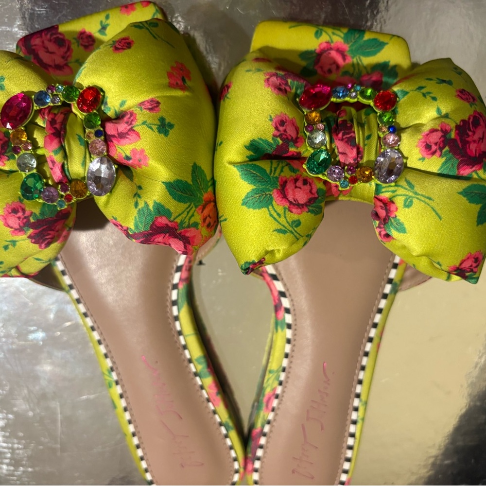 Betsey Johnson Yellow and Pink Floral Sandals